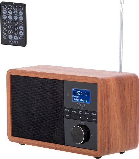 Adler AD 1184 Retro DAB+, RDS en FM Radio met Bluetooth, Afstandsbediening en LCD Display