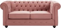 Vente-unique Chesterfield 2-zits bank fluweel poederroze