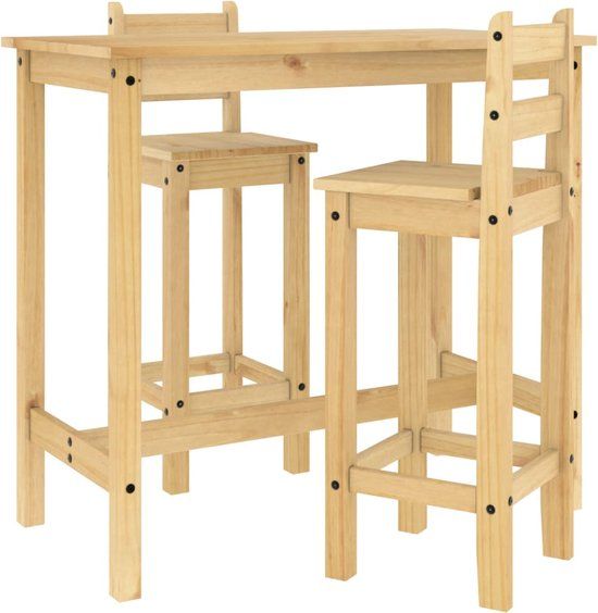 vidaXL 3-delige Barset massief grenenhout