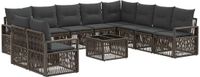 vidaXL Tuinbank - Set - 11 - st - Grijs - poly - rattan