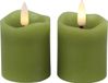 Countryfield LED kaarsen/stompkaarsenen - 2x st - groen - D5 x H7,2 cm - timer - warm wit