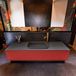 Mondiaz ERIN 150cm badmeubelset onderkast kleur Fire met 1 lade Wastafel RIDGE midden 1 kraangat kleur Dark grey ERIN11851