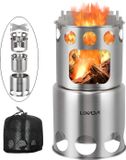 Lixada Houtkachel, draagbaar, van roestvrij staal, geschikt voor buiten koken en picknick, camping brander