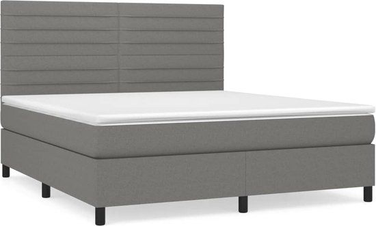 vidaXL Boxspring met matras stof donkergrijs 160x200 cm