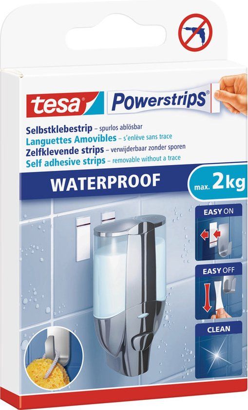 Tesa Powerstrips Waterproof - Dubbelzijdig - Wit