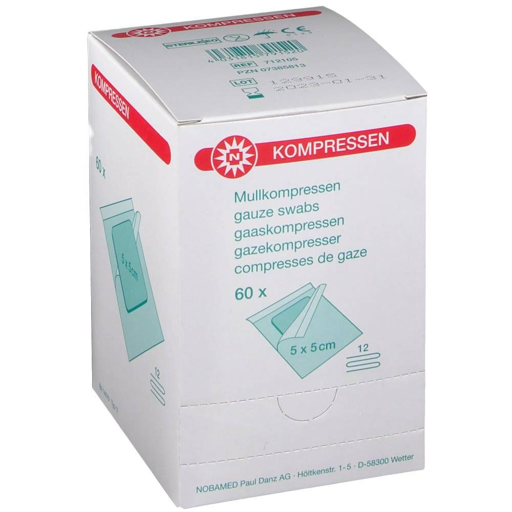 Noba Kompres Steriel 12 PL 5x5cm - 60 stuks