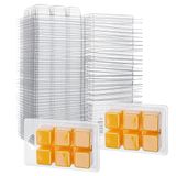 Aselected Wax Melt Mallen 100 Stks 6 Holte Resuable Clear Plastic Clamshell Mould Cube Tray Voor Kaars Maken En Zeep Wax Smelt Dozen (Vierkante Vorm)