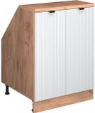 Vicco R-Line Keukenkast voor schuine wand – 60 cm met 2 deuren, kastromp 60 cm diepte Witte golf