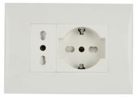 Electraline 22110 stekkerblok/set voorgemonteerde plaat 2 plaatsen (1 universeel stopcontact P40 + 1 tweewaardig stopcontact 10/16 A), twee montageschroeven, wit
