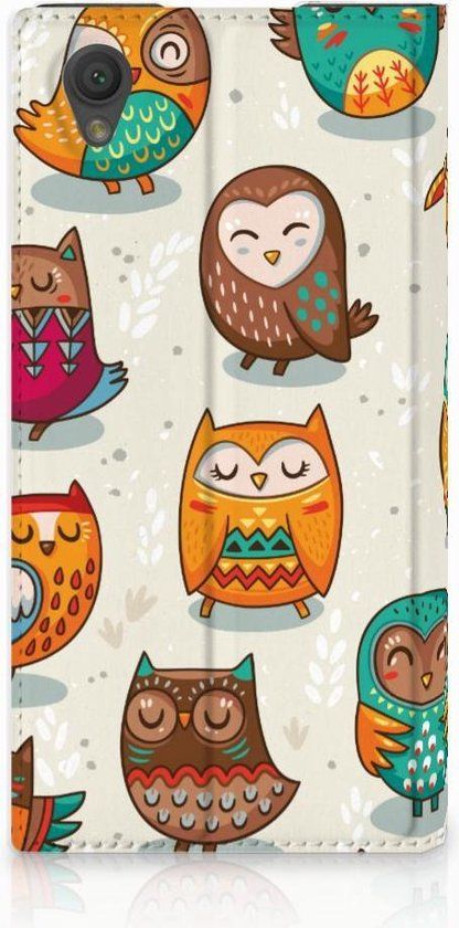 B2Ctelecom Sony Xperia L1 Flip Case - Vrolijke Uilen - Book Case