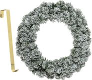 Couronne de Noël verte avec neige 35 cm plastique incl. suspension de porte