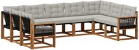 vidaXL - Hoek loungeset - 9 zitplekken - Acacia hout - Naturel en lichtgrijs