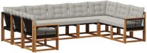vidaXL - Ensemble de salon d'angle - 9 places assises - Bois d'acacia - Naturel et gris clair