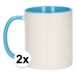 Shoppartners 2x Blanc avec tasses unies bleu clair - tasse à café unie