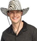 Boland - Hoed cowboy Wild zebra Zwart,Wit - 59 - Volwassenen - Unisex - Festival - Zebra