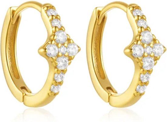 Elenza AMS Lookinggoodtoday Goudkleurige Elenza Oorbellen met Diamantjes