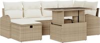 vidaXL Tuinbank Set met Kussen en Opslag 7-delig Beige Polyrattan