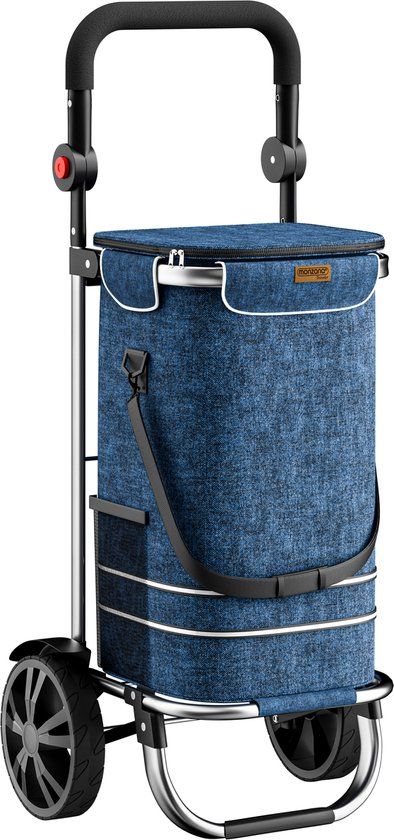 Monzana Boodschappentrolley - 56L, 50kg, Afneembare Tas - Blauw