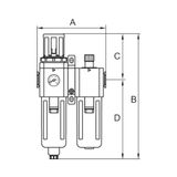 Riegler Onderhoudseenheid 2-delig. »G« met pc-houder en beschermmand, 5 μm, BG 400, G 3/8, PE max. 10 bar, regelbereik 1,5-9 bar, afvoer HA