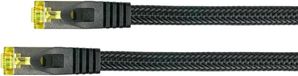 Câble patch Cat 7 RJ45, SFTP, avec tresse en nylon, 1,5 mètre, noir