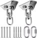 Plafondhaak, hangstoel, 360° draaibaar, heavy-duty RVS plafondbeugel tot 450 kg, schommel, schommelhaak, ophanghaak, bokszakhouder voor hangmat, beton, hout, bokszak, yogahanddoek, 2-delige set