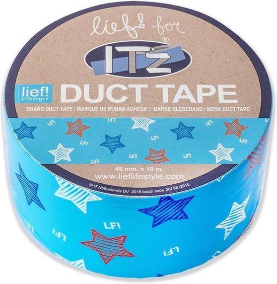IT'z Duct Tape Lief Blue Star - Blauw - 10 meter - 48 mm
