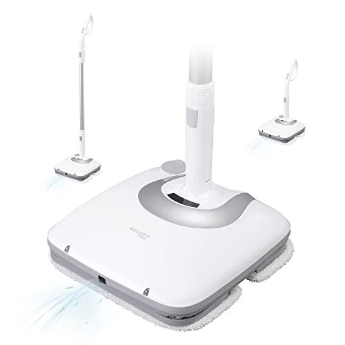 IRIS OHYAMA Woozoo® by Ohyama, draadloze elektrische sproeikop, 900 trillingen per minuut, 70 minuten batterijduur, multidirectionele handgreep, voor de meeste vloersoorten - elektrische mop IC-M01-W - wit