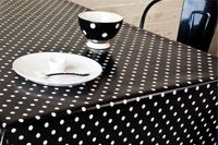 Bellatio Design Tafelzeil - 140 x 220 cm - zwart/wit - pvc - polkadot