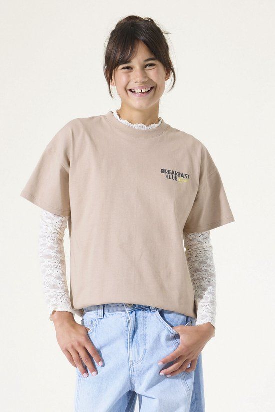 Garcia Meisjes Print T-shirt Bruin Korte mouw