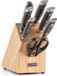 Klarstein Bloc à couteaux avec couteaux, set de 8 couteaux avec bloc, 8 couteaux de cuisine et bloc à couteaux en bois, set de couteaux tranchants en acier inoxydable, résistant aux rayures, set de couteaux inspiré du Japon avec bloc pour chefs professionnels