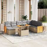 Maison Exclusive - Ensemble de meubles de jardin 9 pièces avec canapé et coussins, beige, en polyrotin