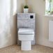Hudson Reed Cluo WC-Ombouw Hoekmontage Moderne Beton Gris avec Réservoir, Exton Toilette Debout et Bouton de Chasse d'Eau Noir