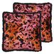 Paoletti Colette Set van 2 satijnen veren kussens met franjes dierenprint