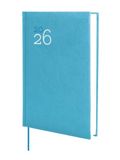 Finocam Agenda 2026, 1 dag per pagina, januari - december (12 maanden), jaarplanner 2026, gebonden, hardcover, gevoerd, Milano, cyaan, Spaans