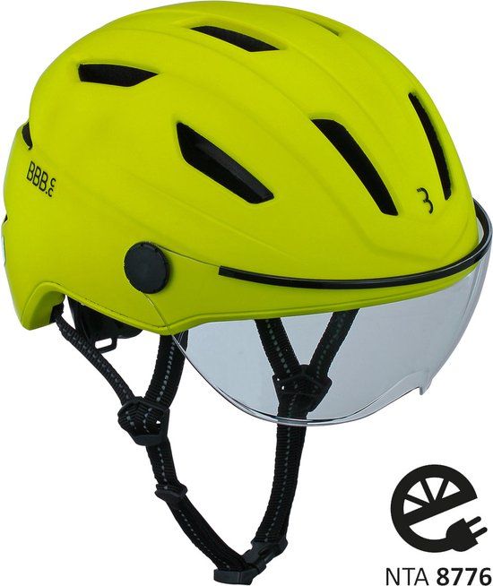BBB Cycling Move Faceshield Transparant E-bike Helm - Speed Pedelec Helm - Elektrische Fiets - Neon Geel - Maat M - BHE-57