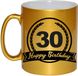 Bellatio Decorations Gouden Happy Birthday 30 years cadeau mok / beker met wimpel - 330 ml - keramiek - verjaardags koffiemok / theebeker