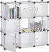 Merkloos Relaxdays vakkenkast - 95 x 95 x 32 cm - 9 vakken - met deuren - kunststof - transparant