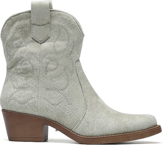 SmileFavorites® Dames Cowboylaarzen met Hak Kort - Groen - Suedine - Maat 39