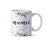 Mopec G500.2.6 Keramische beker "Avec Vous Mamie Tout Es Genial", wit