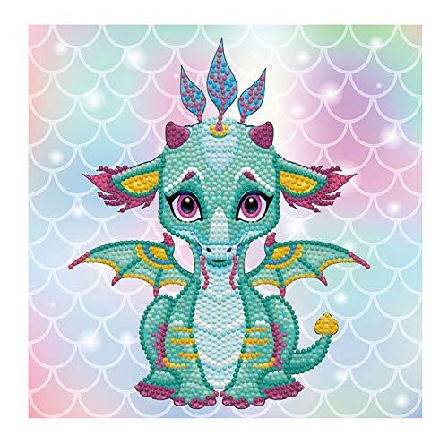 Diamond Dotz DBX-010 Box Ariel The Baby Dragon, diamant schilderij op motief spieraam, ca. 22 x 22 x 2,5 cm groot, om neer te zetten of op te hangen, ook ideaal voor kinderen