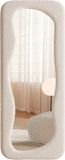 SensaHome Curvy Assymetrische Organische Staande Spiegel - Boucle Stof - 60x160 - Teddy Wit