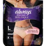 Always Discreet Boutique broekjes voor urineverlies, kleur beige, plus maat L, 8 stuks, een gevoel van echt ondergoed, super absorberend, design dat zich aan de lichaamsvorm aanpast