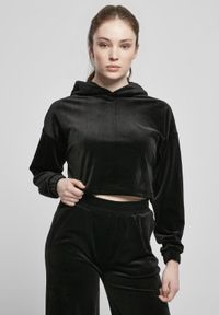 Urban Classics Velvet Oversized Crop Hoodie Noir M