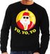 Bellatio Decorations Foute kersttrui voor heren - Hip Hop Rapper - Kerstman - zwart - lange mouwen - sweater - mannen XL