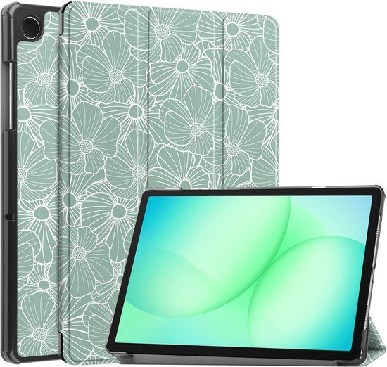 imoshion Tablet Hoes - Geschikt voor Samsung Galaxy Tab A9 Plus / Galaxy Tab A11 Plus - Design Trifold Bookcase - Botanica