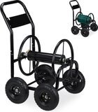 Relaxdays Slangenwagen - Metaal - Zwart - 75 m - Tuinslanghouder op Wielen