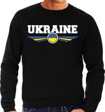 Bellatio Decorations Shoppartners Bv Oekraine land thema sweater - met vlag Oekraine kleuren - zwart - heren - Supporters trui kleding - lange mouwen S