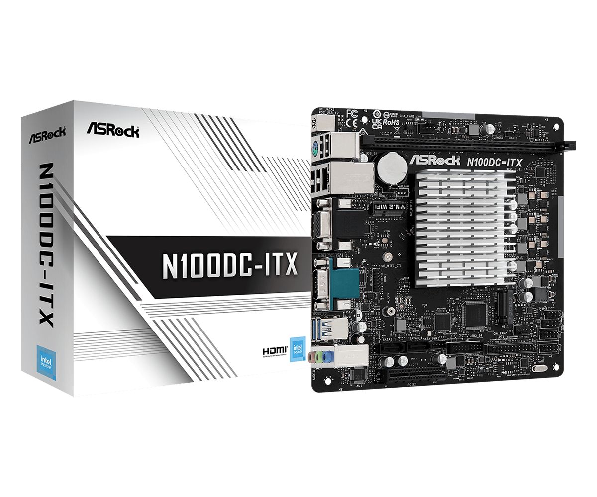 Asrock N100DC-ITX Mini-ITX Motherboard | Intel N100 | DDR4 | 7.1 Audio