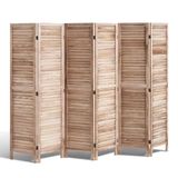 VEVOR Draagbare houten scherm in Europese stijl, inklapbaar scherm van hout, 6 panelen, voor privacy, 2420 x 1700 x 18,5 mm, voor het scheiden van ruimtes, huis, restaurant en slaapkamer, houtkleur