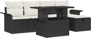 vidaXL Tuinset met 6 zitplaatsen, noir, en polyrotan